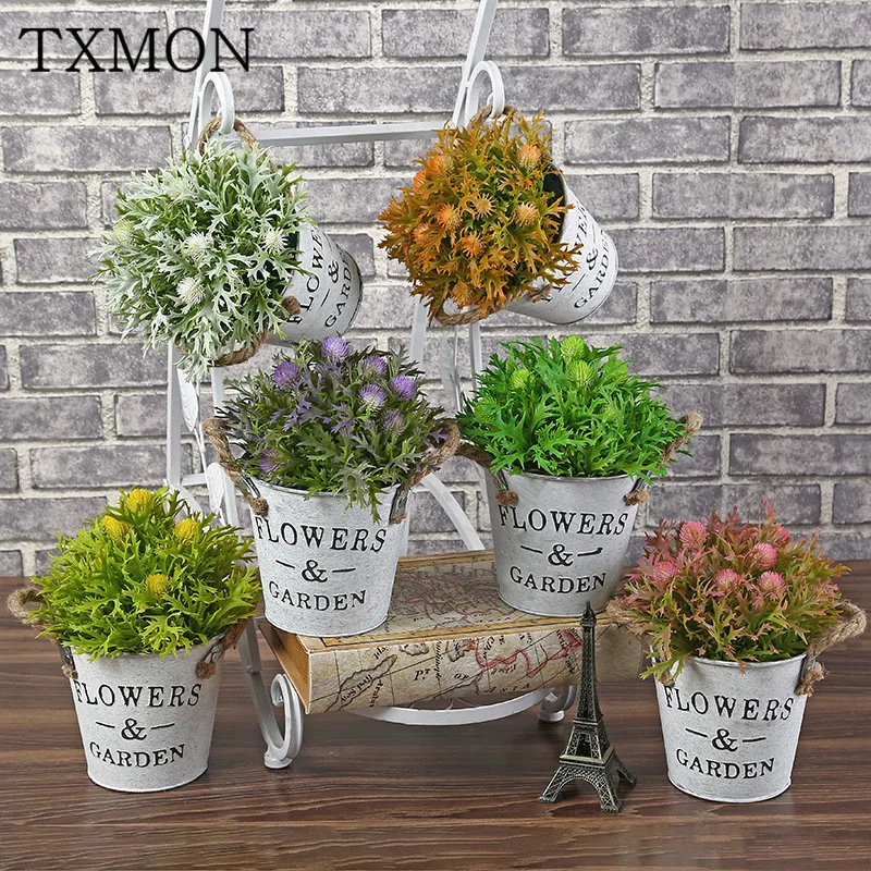 

Retro home decoration old iron potted Valentine's Day gift simulation flower living room photography prop ornaments fake flowers