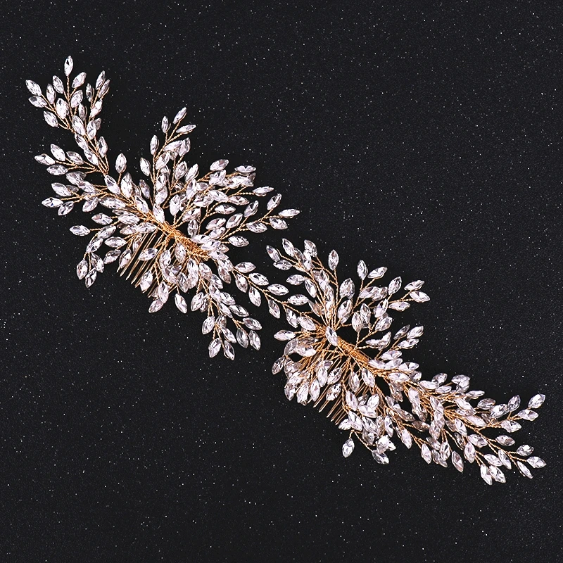 Double Rhinestone Hair Comb Bridal Headband Wedding Hair Accessories Crystal Rhinestone Hair Comb Hairband Wedding Hair Jewelry - Image 5