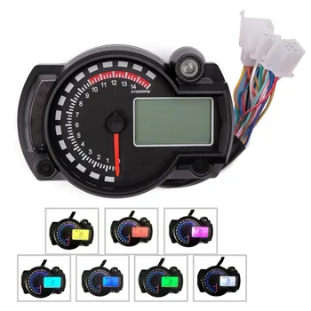 

Universal Cafe Racer 7 color Motorcycle Speedometer LCD Digital Gauge hour meter Tachometer Odometer Instrument Adjustable