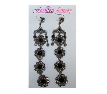 

Earrings long silver with stones bright Black