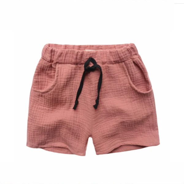 lnpink Коллекция года, модная одежда для мальчиков штаны для девочек детские летние брюки детские штаны, Шорты Для Маленьких Мальчиков пляжные дешевые однотонные льняные штаны, 90 до 130 - Цвет: lnpink