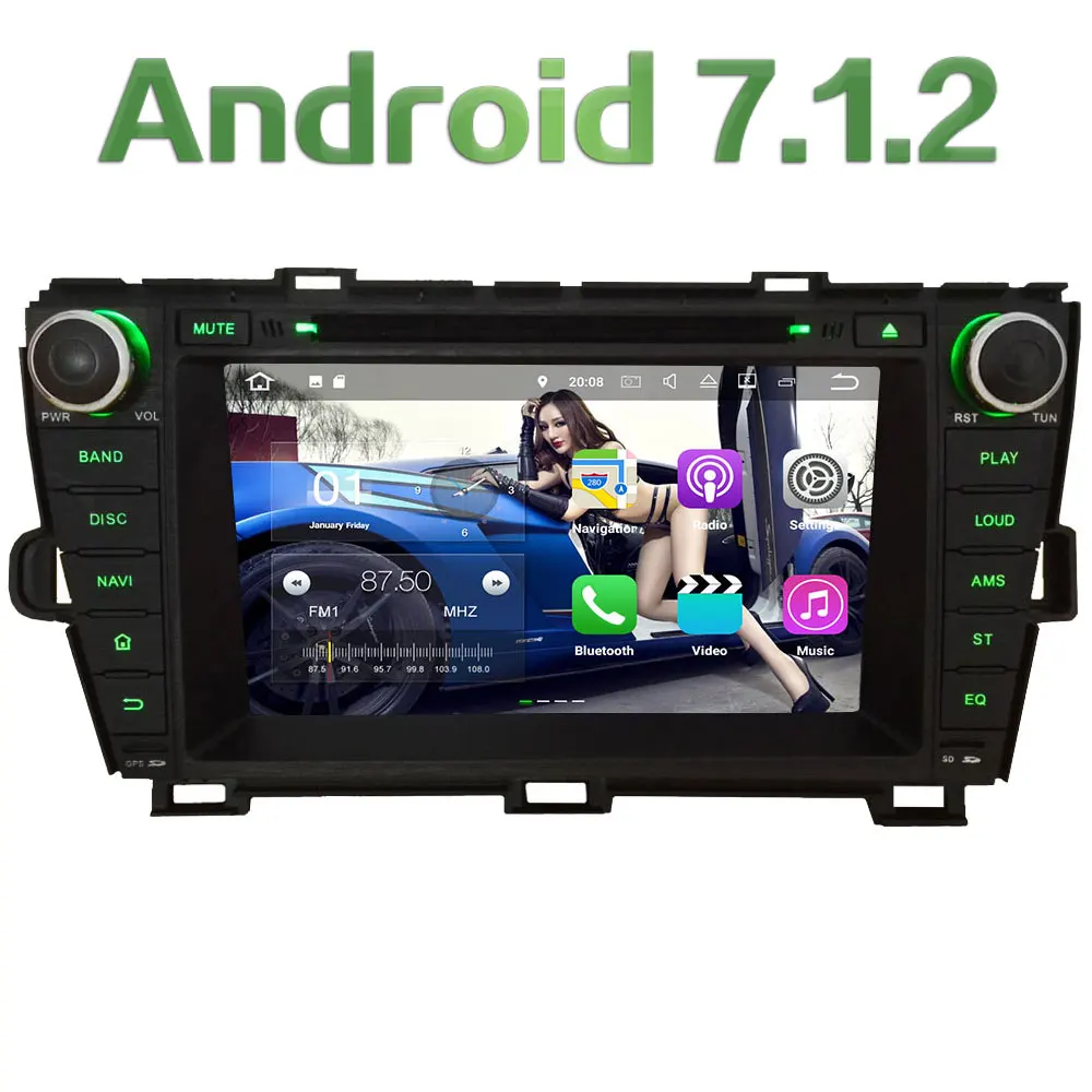 

2GB RAM 8'' Android 7.1.2 Quad Core 4G SWC Wifi Multimedia Car DVD Player Stereo Radio GPS Navi for Toyota Prius LHD 2009-2015