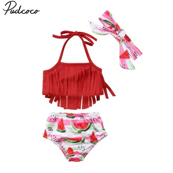 

Pudcoco 3-18Months Hot Sale Watermelon Tassel Toddler Kids Baby Girl Bikini Set Fruit Swimwear Bathing Suit Swimsuit