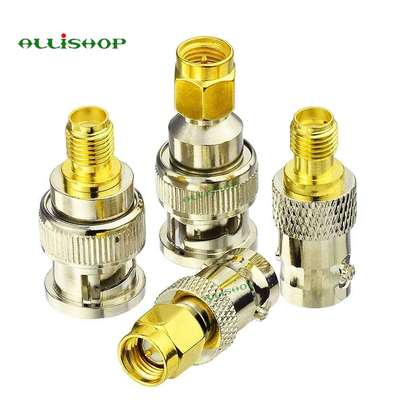 

ALLiSHOP 4pcs SMA To BNC Type plug jack RF Connector Adapter Test Converter Male Female sma bnc adapter conector