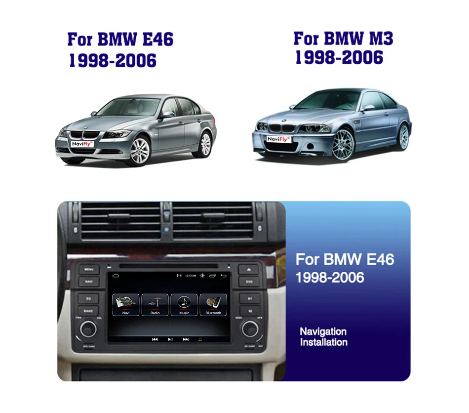 Cheap Android 8.1 1024*600 Car dvd multimedia player radio audio for BMW E46 M3 With GPS Navigation BT SD USB RDS free MAP MIC Canbus 1