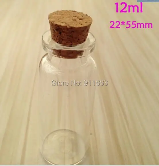 

12ml 20mm Opening Vials! 100pcs/lot,!clear color Glass Vials with 20mm cork stopper,glass bottles