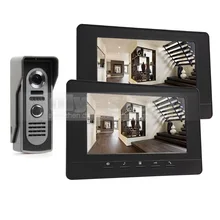DIYSECUR 7 inch Pantalla de Vídeo de Intercomunicación Teléfono Video de La Puerta 800×480 INFRARROJOS de Visión Nocturna Al Aire Libre Cámara Negro 1v2