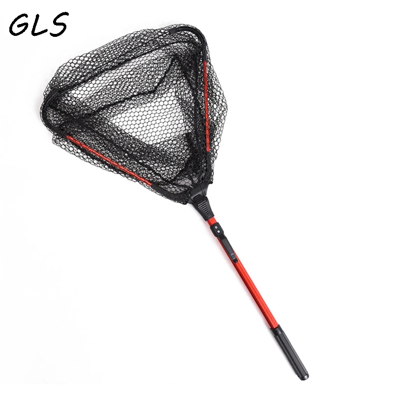 

80cm Folding Fishing Net Triangular Landing Fishing Network 3 Section Telescopic Hand Fish Net