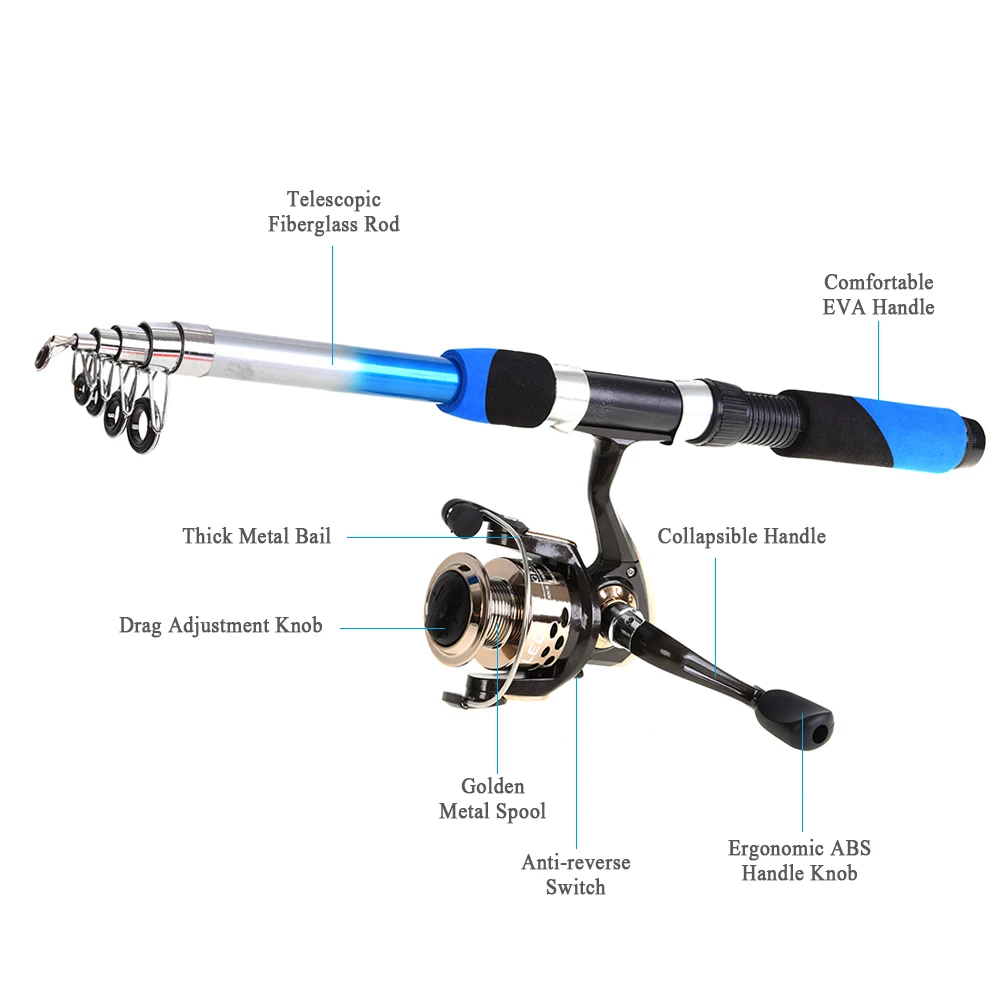 Lixada набор рыболовных снастей с 2,1 м телескопическая Стекловолоконная рыболовная морская Удочка спиннинговая катушка приманки Крючки сумка комплект морской воды пресноводный