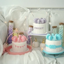 SWEETOGO искусственный миндальное печенье торт Моделирование глины модели синий/розовый/фиолетовый торт украшение для магазина Витрина реквизит
