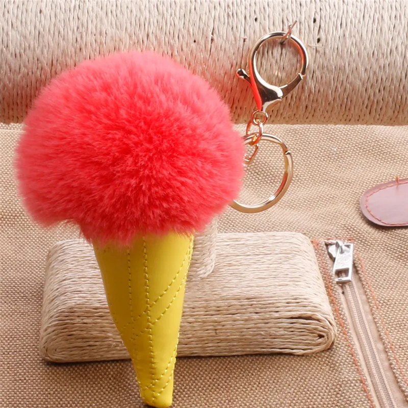 H: hyde nueva 17 colores POM bola llavero pompom helado Pieles de animales llavero para las mujeres porte Clef llavero chaveiros