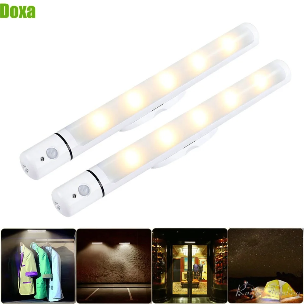

DOXA LED Wireless Motion Sensor Light Kitchen Camping Cabinet Stairs Closet Flashlight Night Emergency Lamp AA Battery Powered