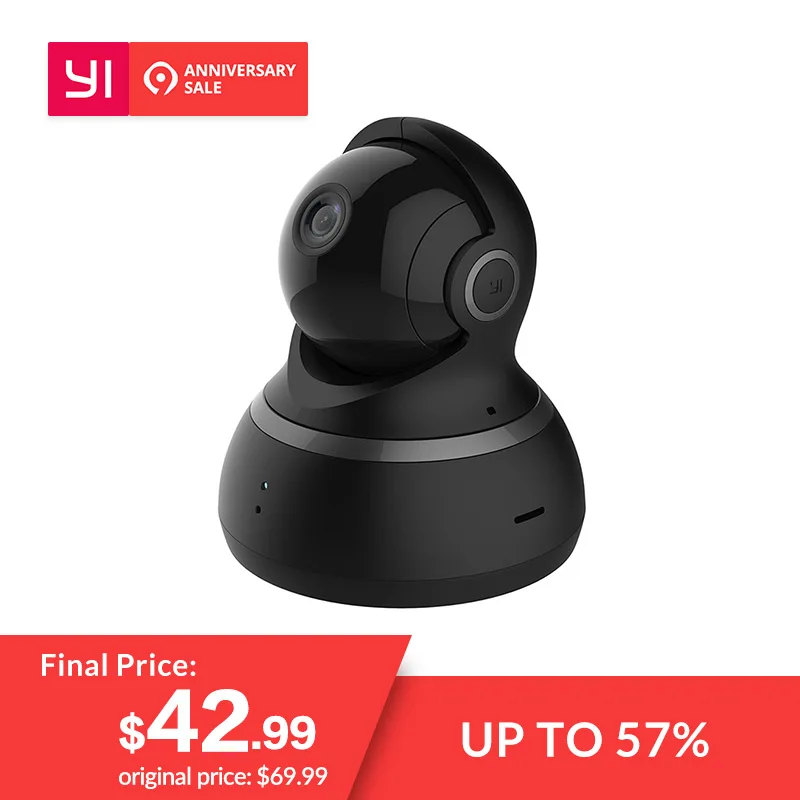 YI Dome Camera 720P HD Pan//Tilt//Zoom Wireless IP Security Surveillance System