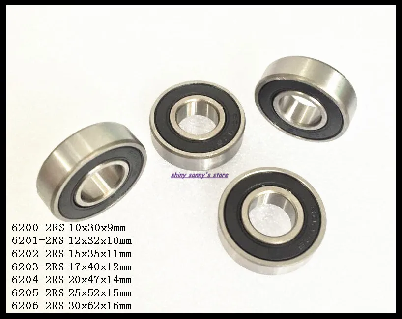 8-15 шт./лот 6200-2RS, 6201-2RS, 6202-2RS, 6203-2RS Резина Герметичный радиальный мяч подшипник маленького размера подшипник Новый