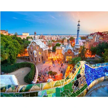 

YA ZOOEY NUO New 5D DIY diamond painting cross stitch embroidery kit Barcelona Mediterranean landscape mosaic home decor YU822