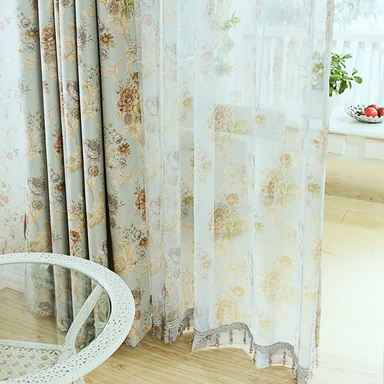 

Printed American Pastoral Household Curtains Household Curtain Cloth Curtains for Living Room and Bedroom
