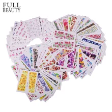 Полная красота 98 шт смешанный дизайн ногтей цветок наклейки Наборы для ногтей черные кружева красочные украшения Маникюр ногтей наклейки CH136