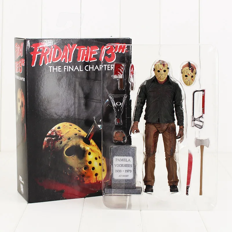 NECA Friday The 13th Jason Lives Pamela Voorhees, экшн-фигурка, последняя часть, Jason, 3D маска, пила, топор, меч, нож, страшная модель, игрушки - Цвет: A With Box