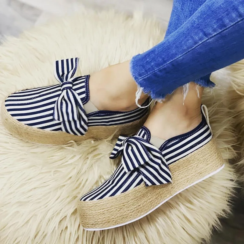 

Women's Shoes Loafers Fashion Platform Flats Leather Suede Slip On Solid Color Bowknot Shoes 2019 New Casual Sneakers Lazy Shoes