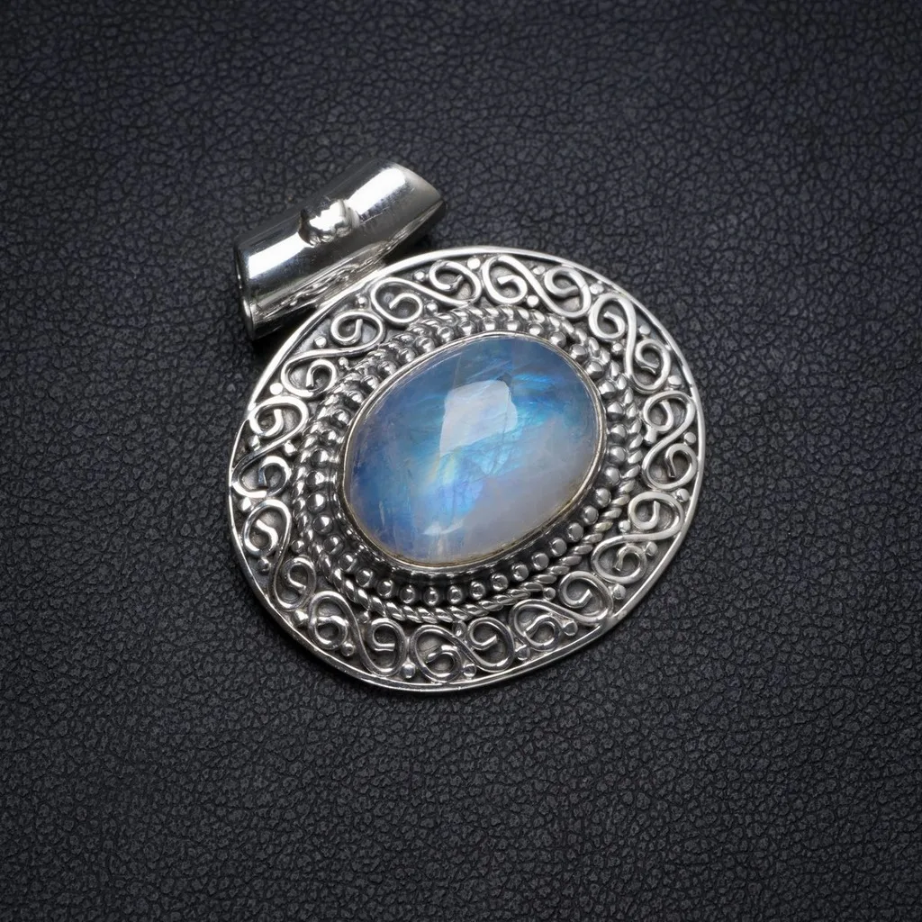 

Natural Moonstone Handmade Unique 925 Sterling Silver Pendant 1.25" X0286