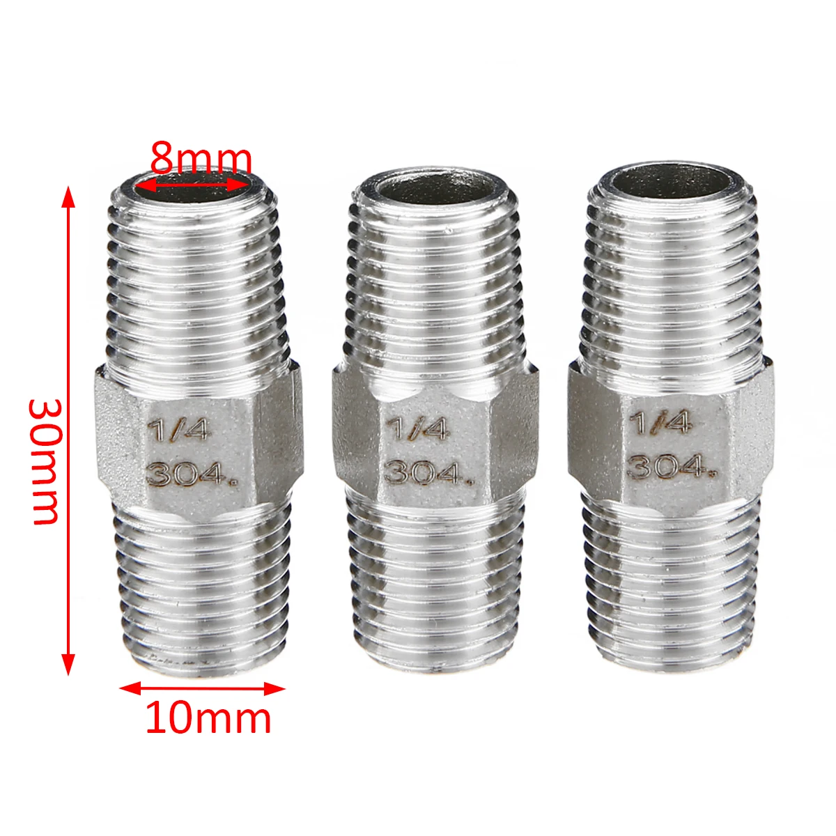 3pcs 304 1/4" BSP Air Line Hose Compressor Fittings Double Outer Tooth Male Connectors Coupler For Hardware Tools Mayitr