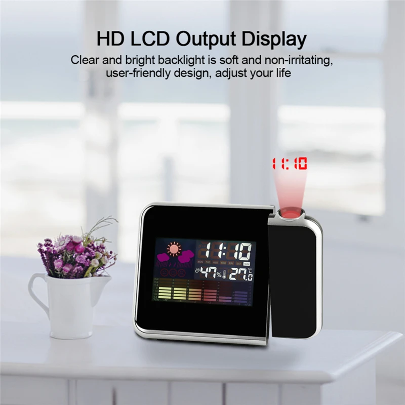 

LED Backlight Clock Projector Time Watch Multi Function Digital Weather Calendar Time Projection Alarm Clocks Desktop Decoration