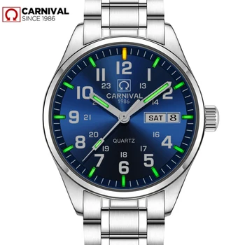 

Carnival Luxury Brand Watch Men Quartz Men Watches Tritium Light Luminous Watch Male Waterproof Military reloj hombre C8638G-2