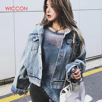 

Women Denim Long Batwing Sleeve Jacket Spring & Autumn Beading Tassle Short Loose Girl Jeans Coats Fashion Outerwear