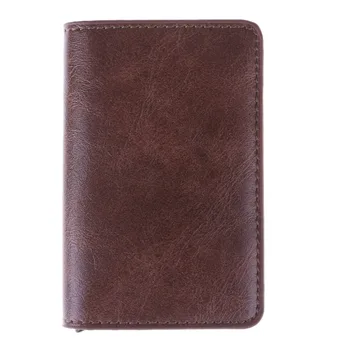 

2019 Male Metal Card Holder RFID Aluminium Alloy Credit Card Holder PU Leather Wallet Antitheft Men Automatic RFID Wallet