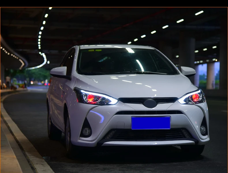 Светодиодная лампа для автомобиля фары для Toyota Yaris L- светодиодные фары DRL ходовые огни Биксеноновые Противотуманные фары ангельские глаза