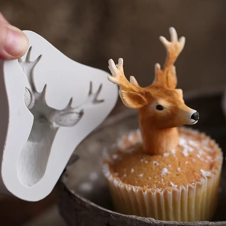 3D силиконовая форма Олень формы полостей для мыла, конфет, шоколада, льда, украшения торта