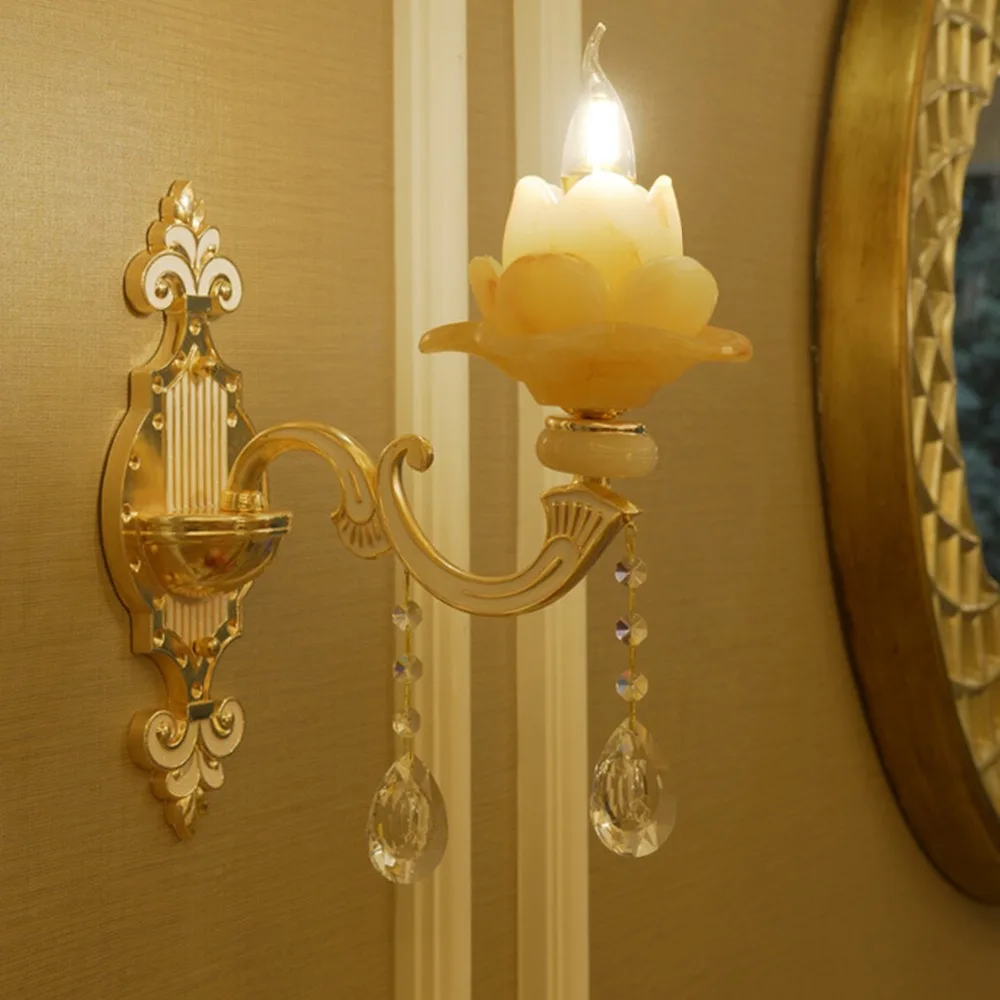 

European Lotus Shape LED Wall Lamp Night Light For Bedroom Living Room TV Background Wall Home Decoration Free Ship