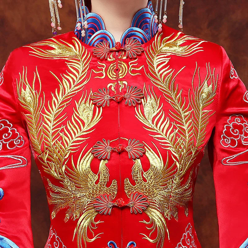 Винтаж синий Cheongsam современный китайский традиционный свадебное платье для женщин Vestido восточные воротники элегантные длинные Qi Pao Размер S-XXL