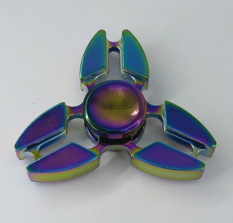 Американская Горячая EDC красочные радужные окрашенные Tri-Spinner игрушка-Непоседа пластик ручной Спиннер для пальцев гироскоп чтобы отвлечься ADHD