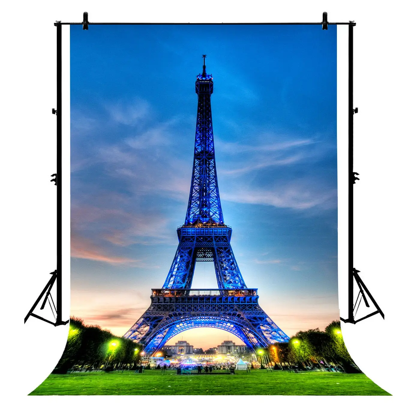 

5x7ft Paris Eiffel Leaning Tower Blue Light Polyester Photo Background Portrait Backdrop