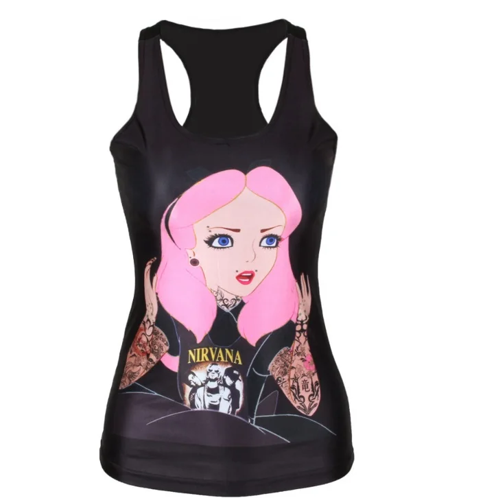 

Versatile slim cartoon euro-american print digital print I vest for women gj-12 tank top