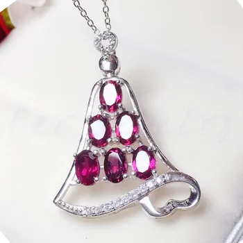 

Natural real pyrope necklace pendant Free shipping 925 sterling silver Fine jewelry 0.55ct*6pcs gemstone T8103113