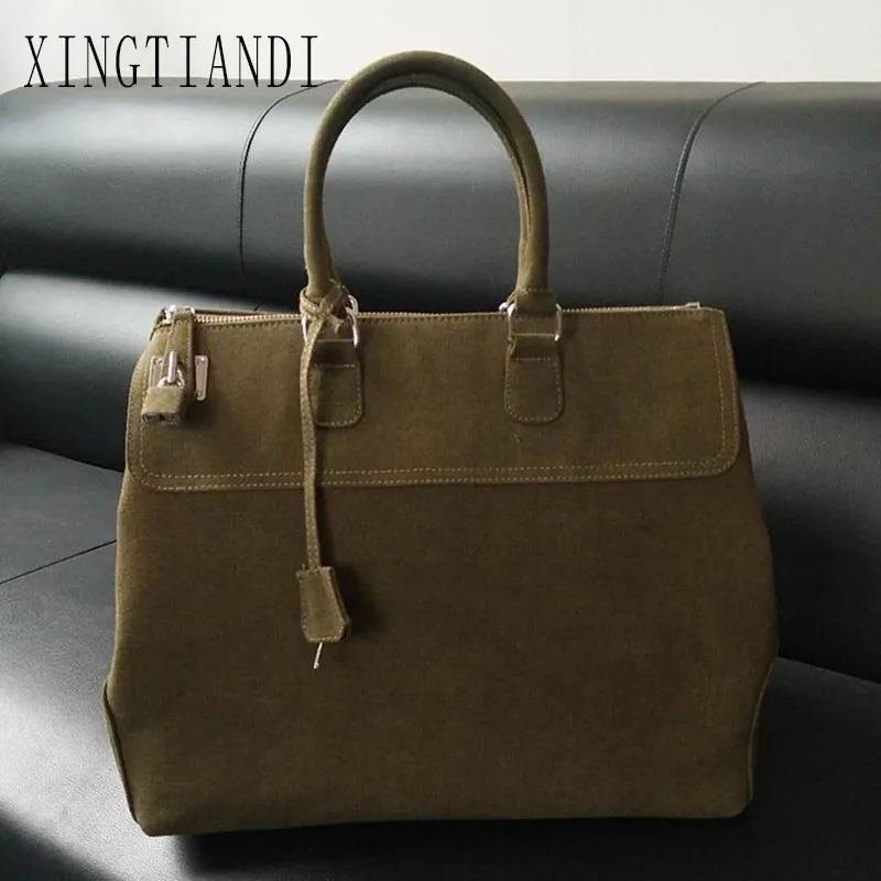 Women Canvas Tote Bag Army Green Handbag Lock Platinum handbags Large