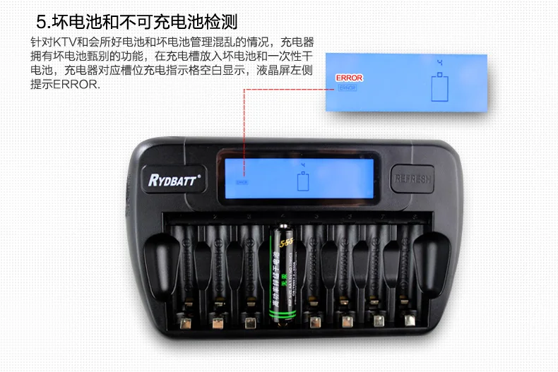 Deals Smart LCD 8 Slots& Repair bad carica batteria Battery Charger for AA AAA Ni-MH NiCd Rechargeable Batteries+Power Adapte