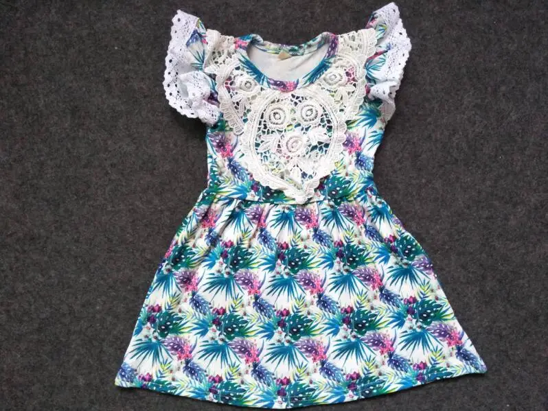 

2019 fashion flower dress for baby girls elegant summer cool lace dresses flying sleeve kids children's clothing gxj
