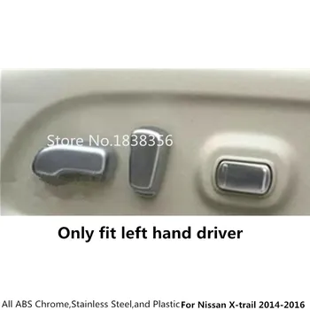 

For Nissan X-trail xtrail T32/Rogue 2014 2015 2016 car body cover Chrome ABS seat adjustment knob button switch trim parts 3pcs