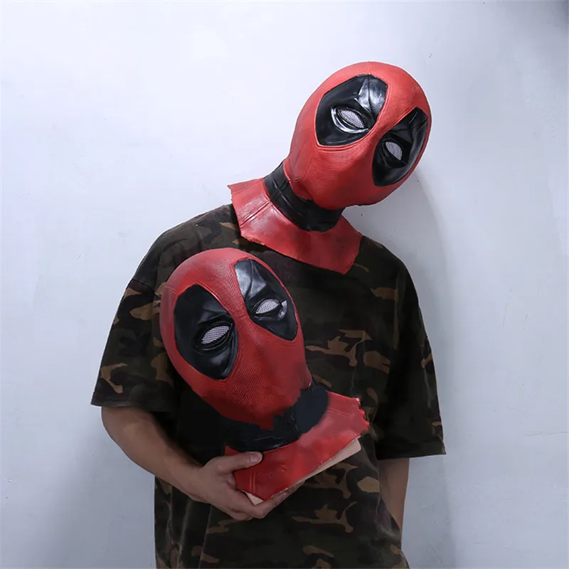 

New Version Deadpool Mask Super Hero Deadpool Mask Breathable Long Latex Full Face Mask Helmets Halloween Cosplay Props-2 Sizes