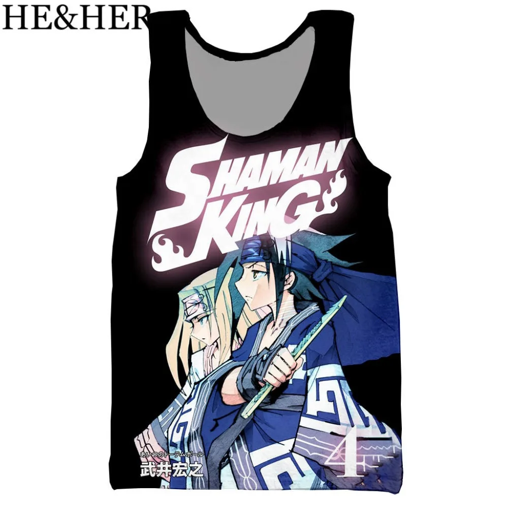 Новинка летний топ популярный с аниме принтом для мужчин и женщин майка Shaman King 3D