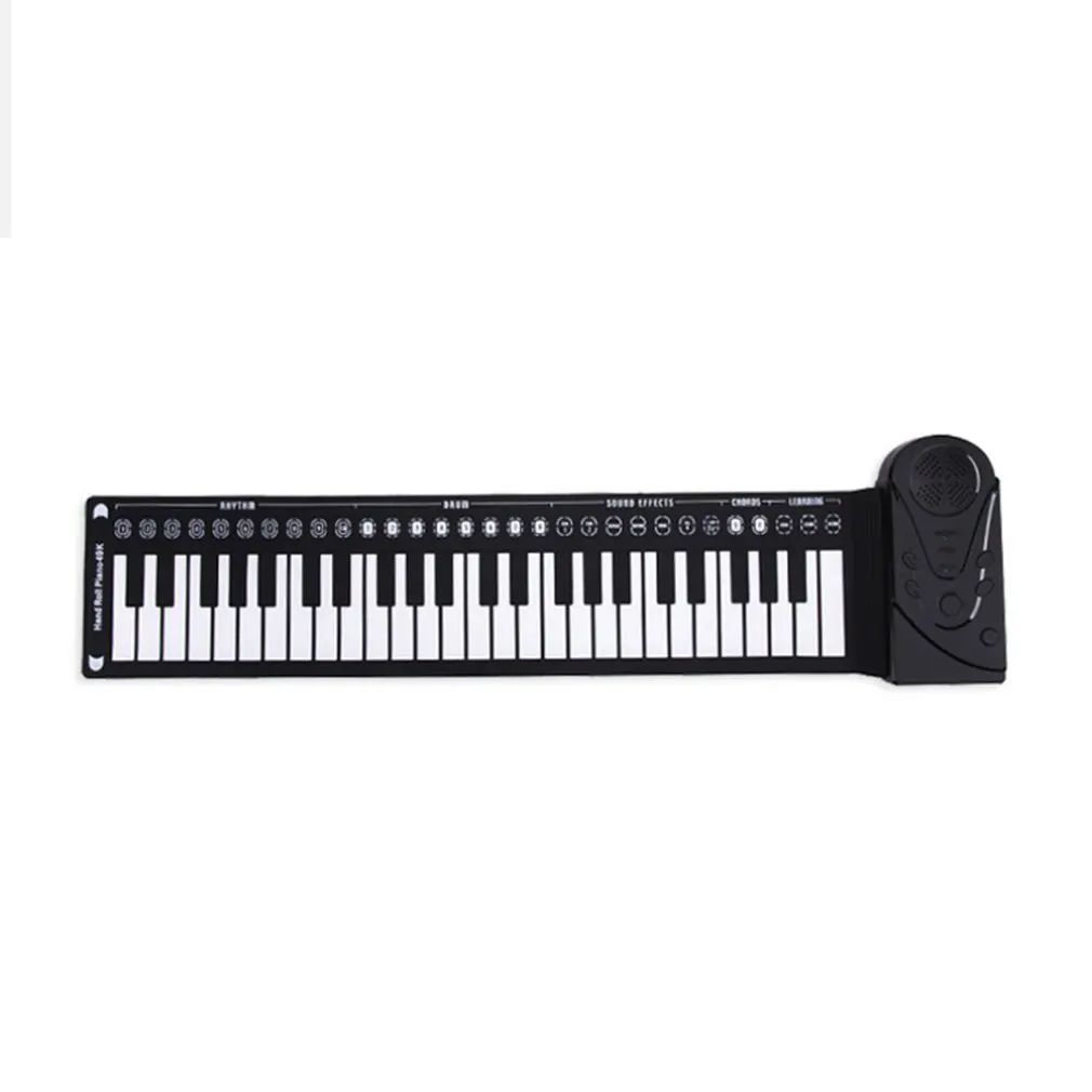 49-клавишная складное портативное фортепиано в рулоне силиконовый Портативный портативное фортепиано в рулоне для детей начинающих электронного фортепиано - Цвет: Черный