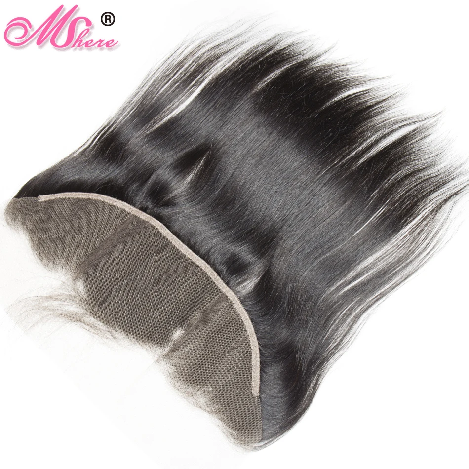 Pre-plucked 13*4 Ear To Ear Lace Frontal With Baby Hair Indian Straight Hair Remy Hair 1b# Mshere H