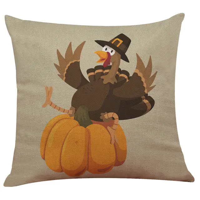 Urijk 1Pc Thanksgiving Day Turkey Cushion Cover Linen Sofa Car Bed