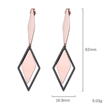 

5Pair Stainless Steel Geometric Vintage Gold Rhombus Black Drop Dangle Jewelry Women's Ear Accessories Gifts