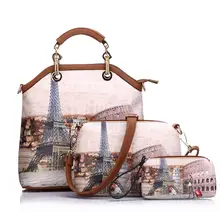 Nuevos bolsos de marca impreso vintage bolso de cuero de LA PU de las mujeres medio grandes bolsas de asas femenina crossbody bolsos para bolso de las mujeres 3 conjuntos