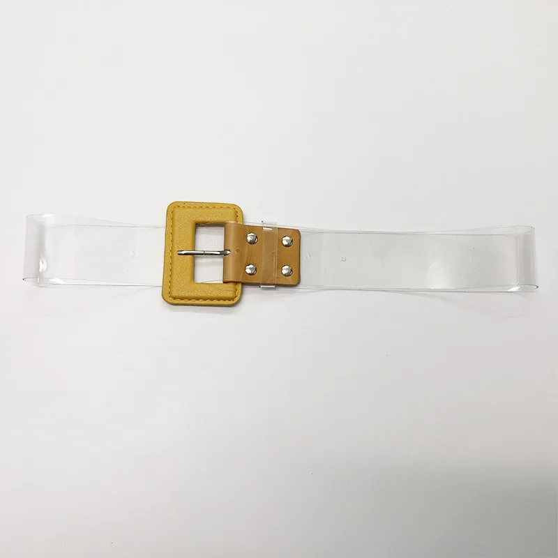 Цвет: желтый Heart Belts For Women Resin Transparent Belt Jeans Dress Waist Strap Pin Buckle Harajuku Ladies PVC Clear Plastic Belt SD233 - Цвет: Цвет: желтый