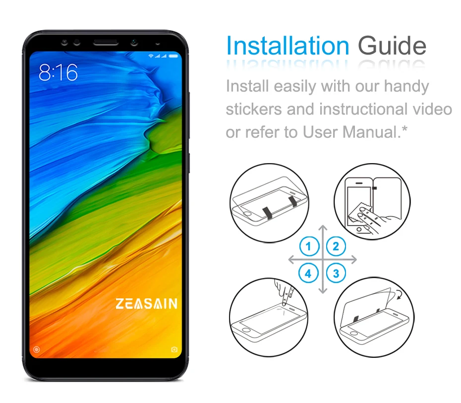 Original ZEASAIN 9H Full Cover Tempered Glass for Xiaomi Redmi 5 Redmi5 Xiomi Redmi 5 Plus Screen Protector Toughened Glass Film (2)